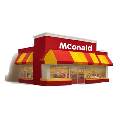 “McDonald’s store with the iconic golden arches, a red and yellow color scheme, and a simple, recognizable design that captures the essence of a fast food restaurant.” sticker