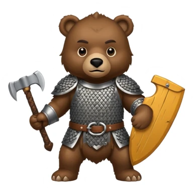 Bear with chainmail armor and axe sticker