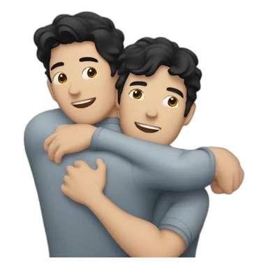 Gay hug between two white men with black hair sticker