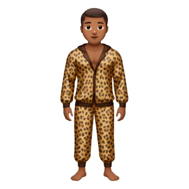 Handsome Black guy with brown skin tone, with muscular build, wearing loose fitting leapard print pajamas and white slippers  sticker