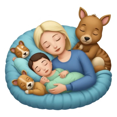 Femme Marie, homme Joseph, et le petit bébé Jesus, et les animaux font tous dodo sticker