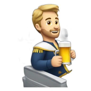 European guy drinking beer riding a plane sticker