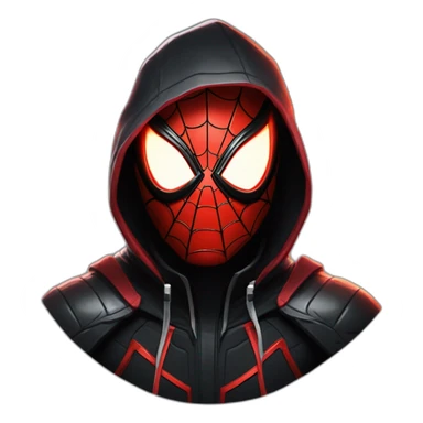 Spider-Man with this style : Riot Games Valorant black red glowing bright red sparks character red black hooded hero themed character sticker