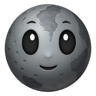 planet Mercury as a round, rocky gray ball with a slightly uneven stony surface, soft transitions between light and dark gray, emoji style, more pronounced surface texture sticker