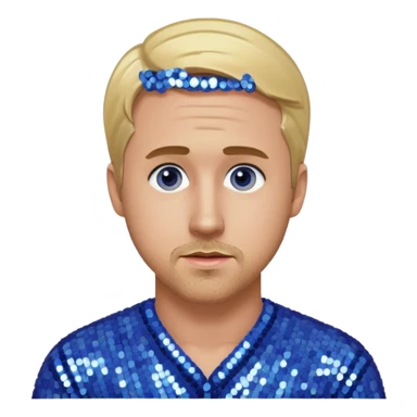 Ryan Gosling with blonde hair, periwinkle sequin outfit sticker