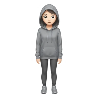 Sasha Gray in big gray hoodie full height sticker