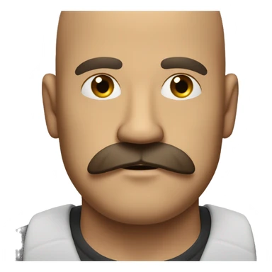 bald brown man who doesn’t wanna lock in and hates me and has a moustache and small goatee and a beer belly sticker