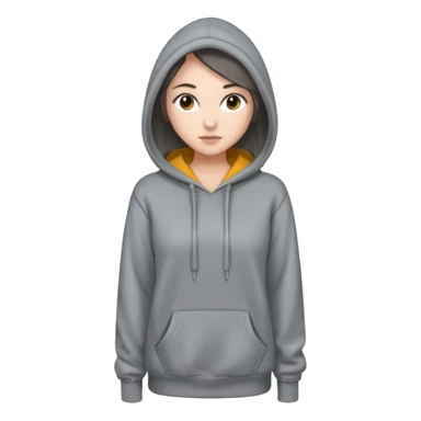 Sasha Gray in big gray hoodie full height sticker