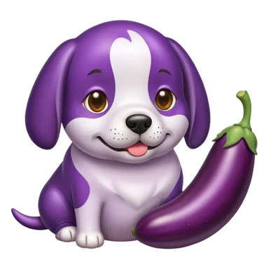 Dog wearing a eggplant  sticker