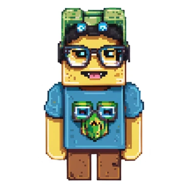 sponge with buck teeth and glasses wearing a Minecraft shirt sticker