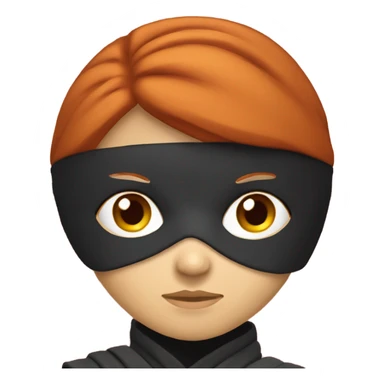 female caucasian red haired ninja with face covered sticker