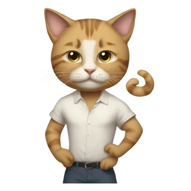 Full body pic of a man cat with huge msucles sticker