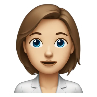 very sad female product manager blue eyes brown hair sticker
