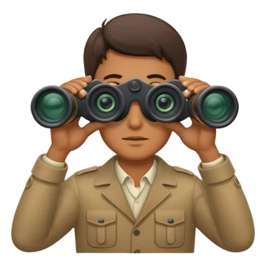 man with binoculars sticker