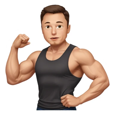 elon musk with abs flexing muscle sticker
