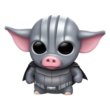 Lavender gray Pig darth Vader mask face pig armadillo trotting darth Vader fanned tail feathered tail pig armadillo darth Vader face sticker