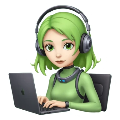 lady alien with only gaming laptop. sticker