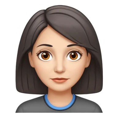 vit medelålders kvinna med grå slingor i mörkbrunt hår bruna ögon sticker