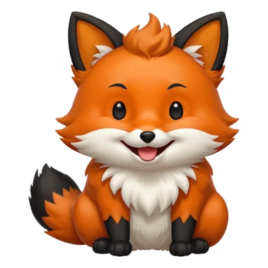 Floofy the Creampuff fox blackish away laughing, chubby. Black paws orange color sticker