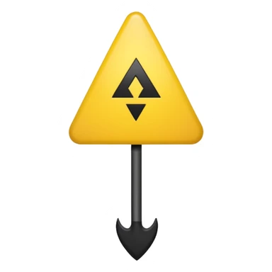 Hace una imagen con un triángulo amarillo y que adentro tenga una flecha apuntando a la izquierda que la flecha este adentro y que sea negra sticker