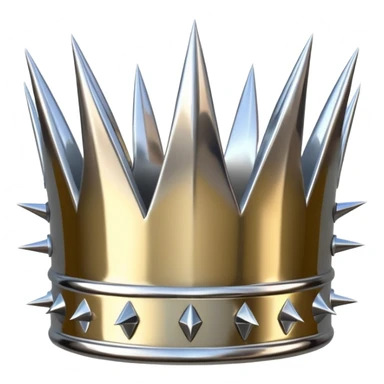 A spiked crown emoji made of silver chrome, sharp yet rounded metallic spikes, glossy reflections, aggressive luxury swag aesthetic, iOS emoji style, centered, clean white background sticker