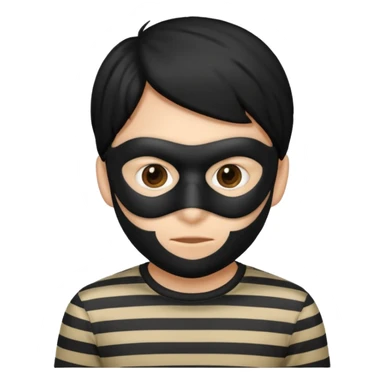 thief emoji wearing a black mask and striped shirt, sneaky expression sticker
