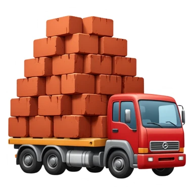 A truck with a huge amount of bricks sticker