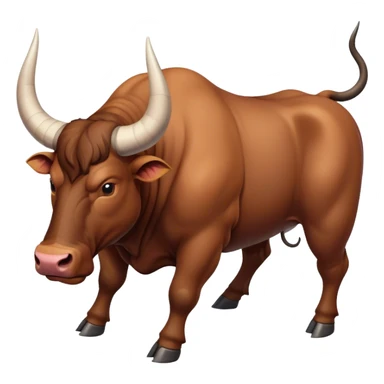 Top-down view of a muscular bull facing left, with visible curved horns and strong back sticker