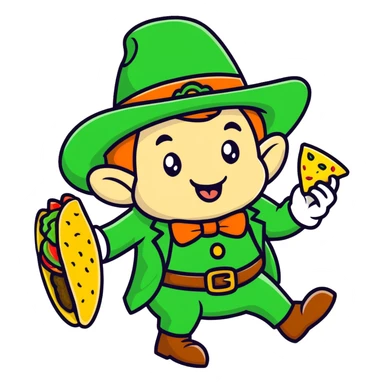 leprechaun eating a taco sticker