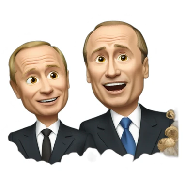 Putin and Berlusconi in a crazy party sticker