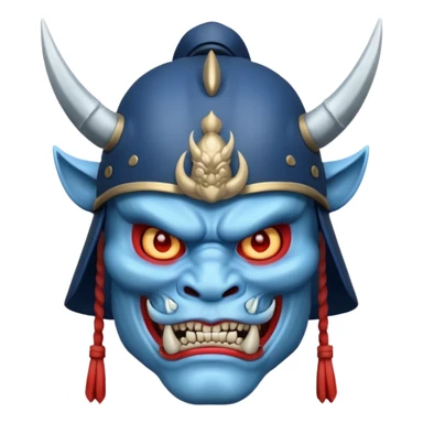 blue oni with samurai helmet face sticker