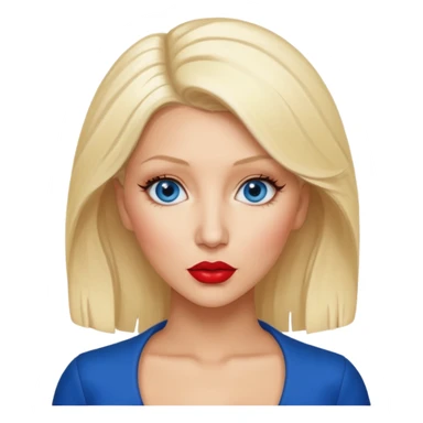 Christina Aguilera blonde hair, blue eyes, red lip sticker