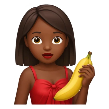 Black orphan wearing red dress eating banana  sticker