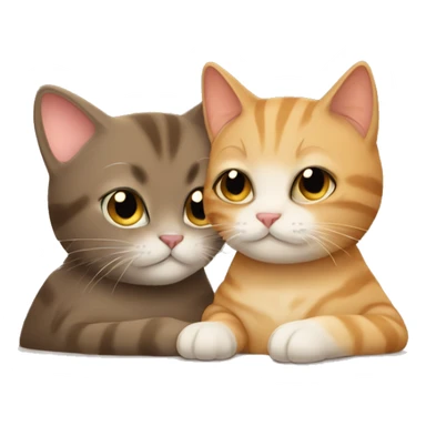  Beige cat cuddles brown cat sticker