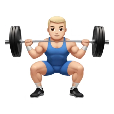 Powerlifter lifting a heavy barbell in a dramatic display of strength, muscles flexing under the pressure. The focus is on the lifter's intense effort and the heavy weights on each side. The background features a gym with weights and equipment, emphasizing the raw power of the sport.  sticker