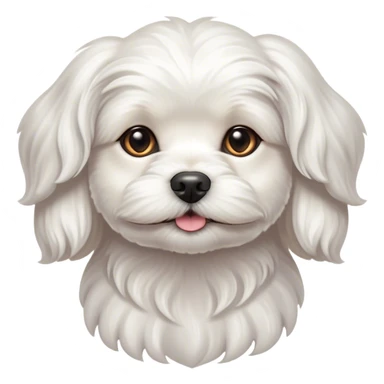 Cinematic Noble Wavy-Haired Maltese dog Portrait Emoji, Poised and regal, with a delicate, compact build and a pristine, wavy-haired white coat that cascades in gentle curls, deep-set soulful dark eyes, Simplified yet sharp and sophisticated features, highly detailed, glowing with a soft, dignified glow, high shine, intelligent and gentle, stylized with an air of refinement, focused and attentive, soft glowing outline, capturing the essence of a watchful and graceful companion, so majestic it feels as though it could prance out of the screen with effortless authority! sticker