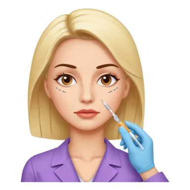Woman taking a botox only one injection in the face sticker