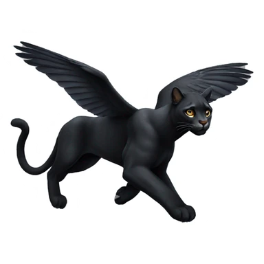 winged black puma flying sticker