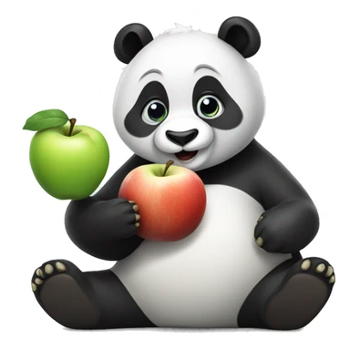 Un panda comiendo manzana  sticker