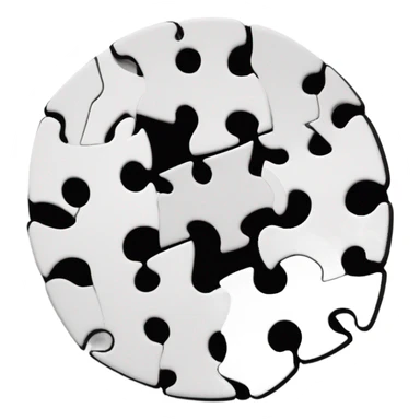 separate white puzzle pieces in a circle with black edges sticker