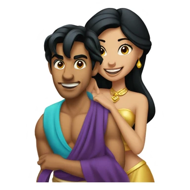 Aladdin, Jasmine and the genio  sticker
