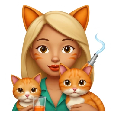 Light skinned Mexican with extremely big lips cuddling and orange cat while smoking from a glass pipe  sticker