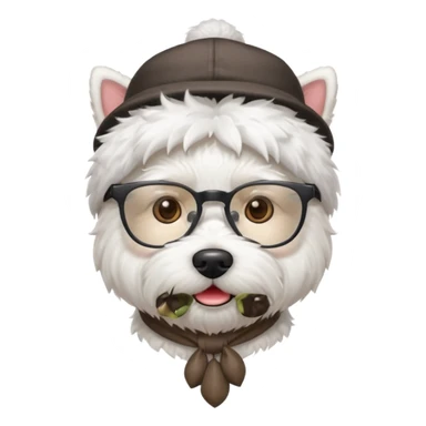 Westie Dog with Glasses and hat sticker