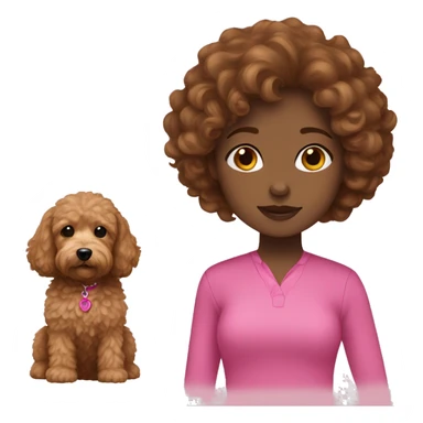 Girl brown hair in pink + mini goldendoodle  sticker