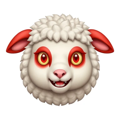 Evil lamb with glowing red eyes staring at you sticker