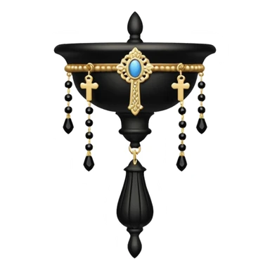 Victorian black sconce with beaded rosary hanging off  sticker
