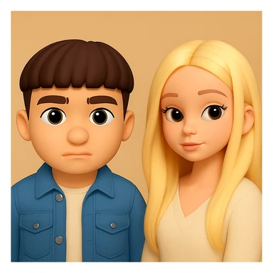 Place these two 3d emoji images on one background as two separate figures with noticeable space between them, in the same style, without changing the images themselves sticker