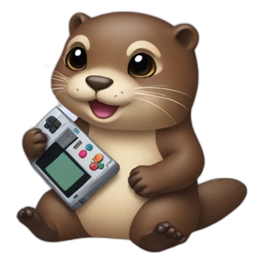 otter playing a gameboy sticker