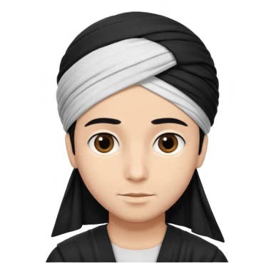 Emoji de un chico con turbante árabe que el chico sea de color piel clara y que tenga cabello negro y de fondo blanco sticker