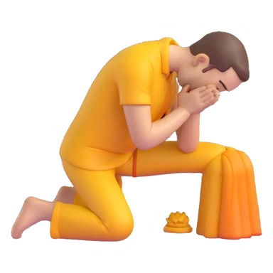 male bowing forward in prayer, side angle, 3D emoji style, 80% realistic sticker